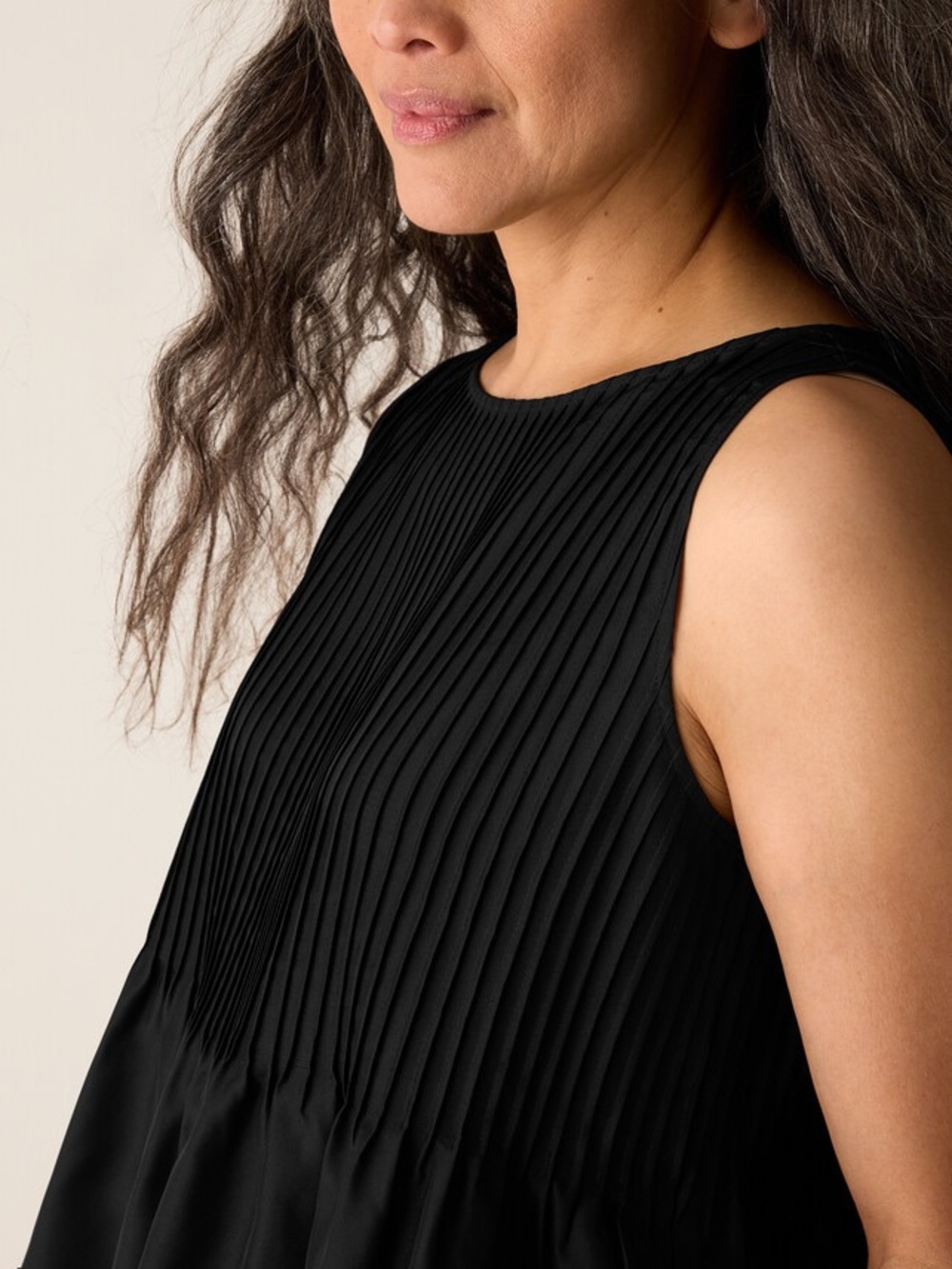NWT EILEEN FISHER Pleated Silk Bateau Neck XS 100% silk current season $238 - Picture 5 of 9